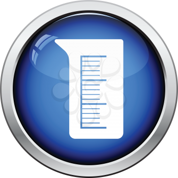 Icon of chemistry beaker. Glossy button design. Vector illustration.