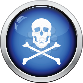 Icon of poison from skill and bones. Glossy button design. Vector illustration.