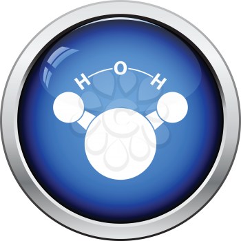 Icon of chemical molecule water. Glossy button design. Vector illustration.