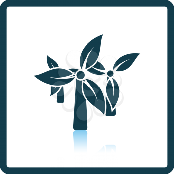 Wind mill with leaves in blades icon. Shadow reflection design. Vector illustration.