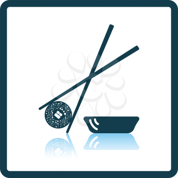 Sushi with sticks icon. Shadow reflection design. Vector illustration.