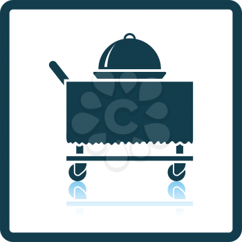 Restaurant  cloche on delivering cart icon. Shadow reflection design. Vector illustration.