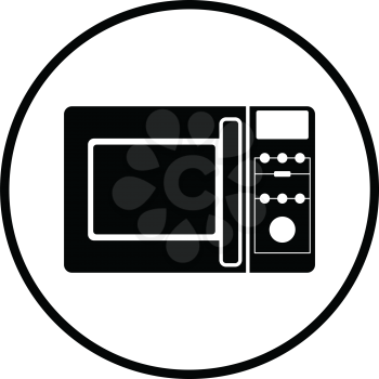 Micro wave oven icon. Thin circle design. Vector illustration.