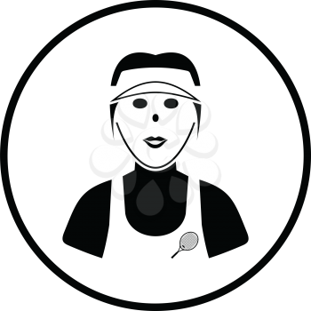 Tennis woman athlete head icon. Thin circle design. Vector illustration.