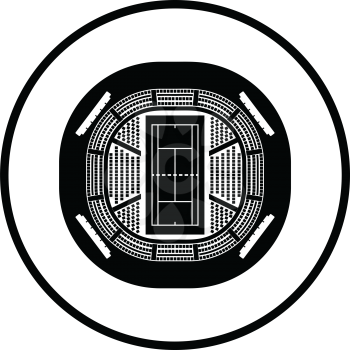 Tennis stadium aerial view icon. Thin circle design. Vector illustration.