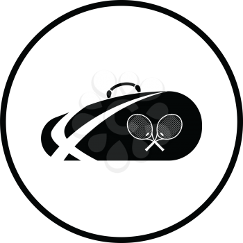 Tennis bag icon. Thin circle design. Vector illustration.