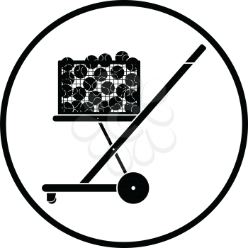 Tennis cart ball icon. Thin circle design. Vector illustration.