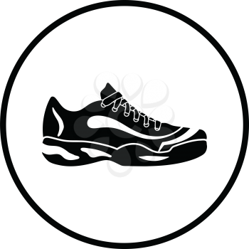Tennis sneaker icon. Thin circle design. Vector illustration.