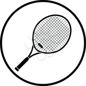 Tennis racket icon. Thin circle design. Vector illustration.