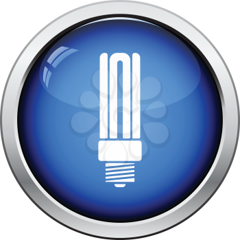Energy saving light bulb icon. Glossy button design. Vector illustration.