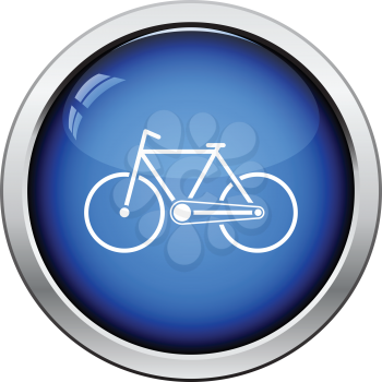 Ecological bike icon. Glossy button design. Vector illustration.