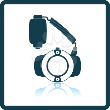 Icon of portable circle macro flash. Shadow reflection design. Vector illustration.