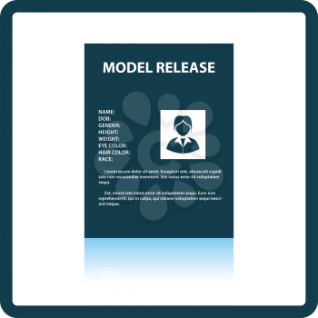 Icon of model release document. Shadow reflection design. Vector illustration.