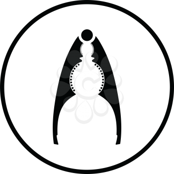Nutcracker pliers icon. Thin circle design. Vector illustration.