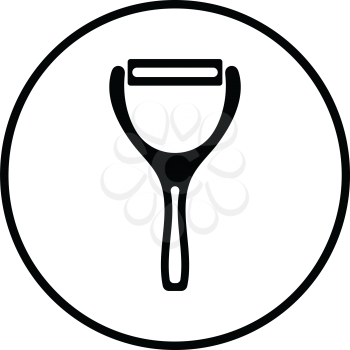 Vegetable peeler icon. Thin circle design. Vector illustration.