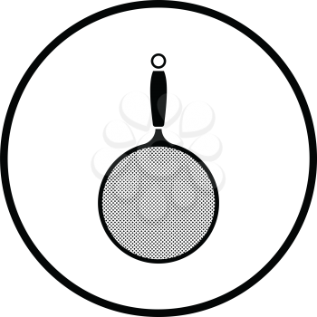 Kitchen colander icon. Thin circle design. Vector illustration.