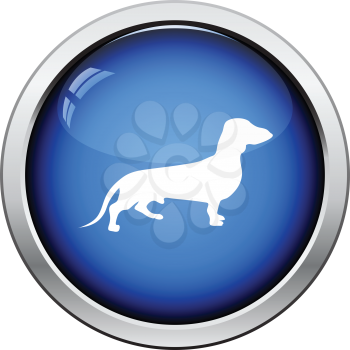 Dachshund dog icon. Glossy button design. Vector illustration.
