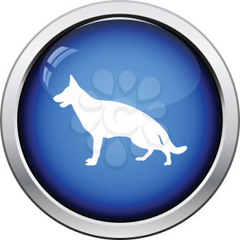 German shepherd icon. Glossy button design. Vector illustration.