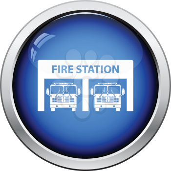 Fire station icon. Glossy button design. Vector illustration.