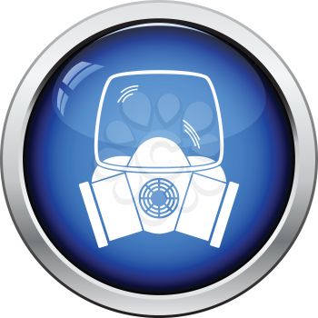 Fire mask icon. Glossy button design. Vector illustration.