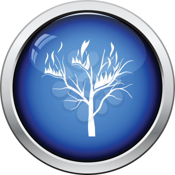 Wildfire icon. Glossy button design. Vector illustration.