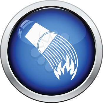 Fire bucket icon. Glossy button design. Vector illustration.