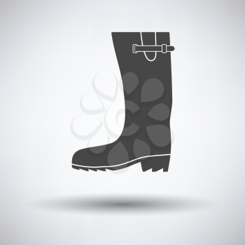 Rubber boot icon on gray background with round shadow. Vector illustration.