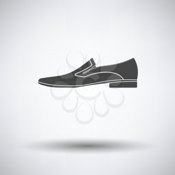 Man shoe icon on gray background with round shadow. Vector illustration.