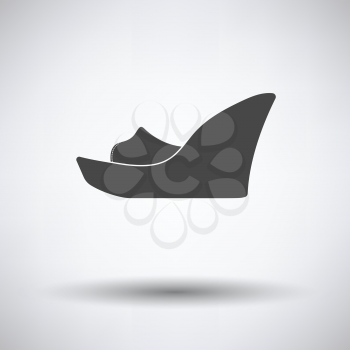 Platform shoe icon on gray background with round shadow. Vector illustration.