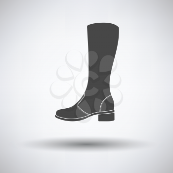 Autumn woman boot icon on gray background with round shadow. Vector illustration.