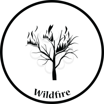 Wildfire icon. Thin circle design. Vector illustration.