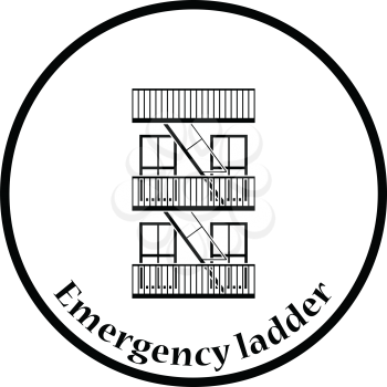 Emergency fire ladder icon. Thin circle design. Vector illustration.