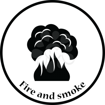 Fire and smoke icon. Thin circle design. Vector illustration.