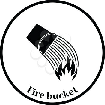 Fire bucket icon. Thin circle design. Vector illustration.