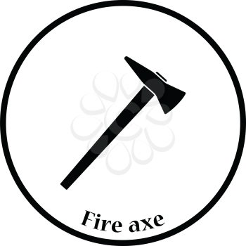 Fire axe icon. Thin circle design. Vector illustration.
