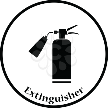 Fire extinguisher icon. Thin circle design. Vector illustration.