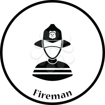 Fireman icon. Thin circle design. Vector illustration.