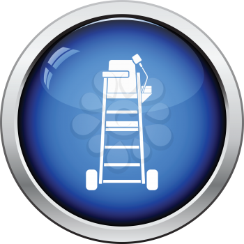 Tennis referee chair tower icon. Glossy button design. Vector illustration.