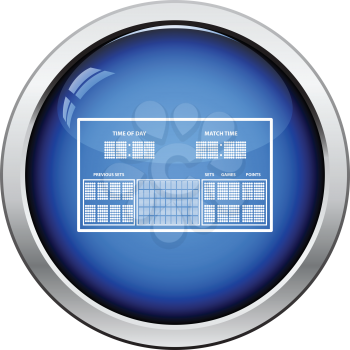 Tennis scoreboard icon. Glossy button design. Vector illustration.