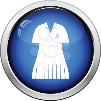 Tennis woman uniform icon. Glossy button design. Vector illustration.