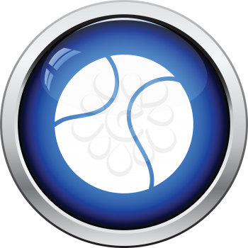 Tennis ball icon. Glossy button design. Vector illustration.