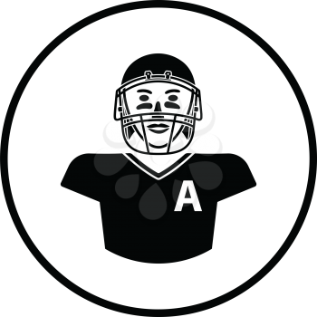 American football player icon. Thin circle design. Vector illustration.