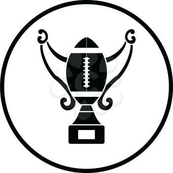 American football trophy cup icon. Thin circle design. Vector illustration.