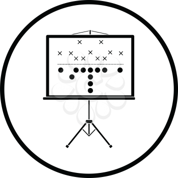 American football game plan stand icon. Thin circle design. Vector illustration.