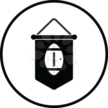 American football pennant icon. Thin circle design. Vector illustration.