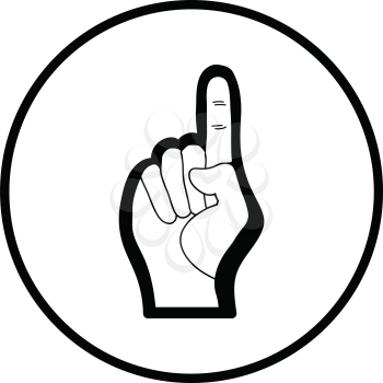 American football foam finger icon. Thin circle design. Vector illustration.