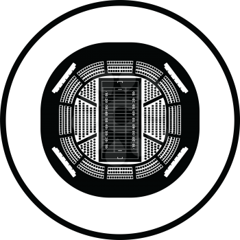 American football stadium bird's-eye view icon. Thin circle design. Vector illustration.