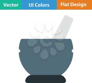 Mortar and pestel icon. Flat color design. Vector illustration.