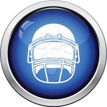 American football helmet icon. Glossy button design. Vector illustration.
