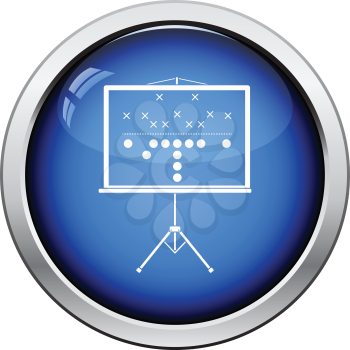 American football game plan stand icon. Glossy button design. Vector illustration.